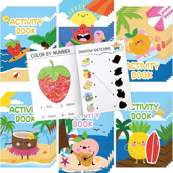 Other - Summer Activity Books for Kids - 24Pcs Coloring Fruits Books Set Bulk Summer Tro
